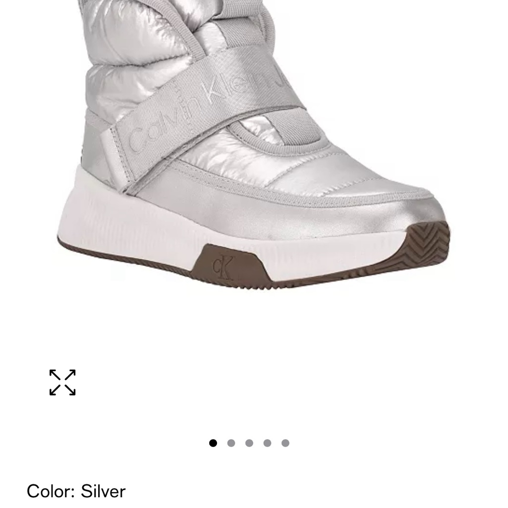 Calvin Klein Silver Ankle Booties With Velcro Strap